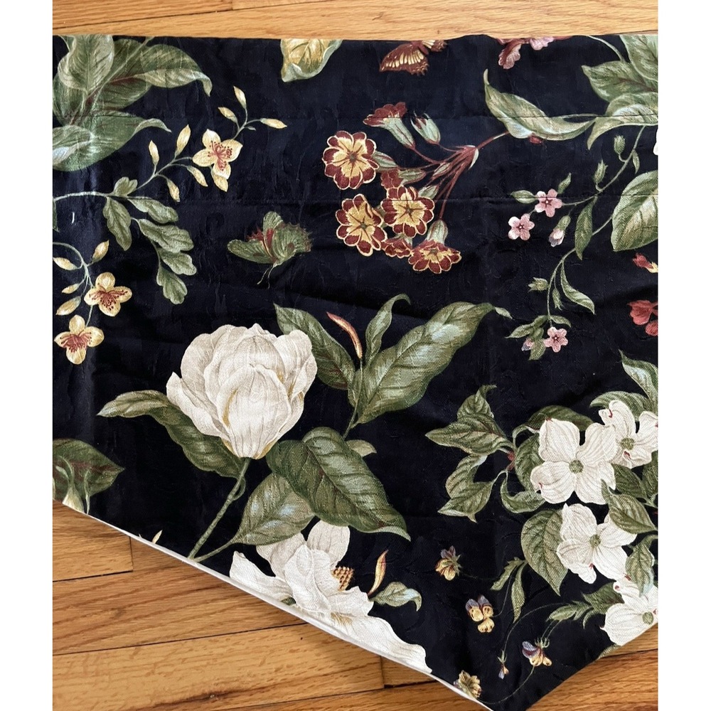 Waverly Williamsburg Garden‎ Magnolia Black Ascot Valance Dogwood V Shape Floral - Picture 5 of 10